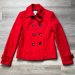 JCPenney Vibrant Red Double-Breasted Pea Coat NWOT
